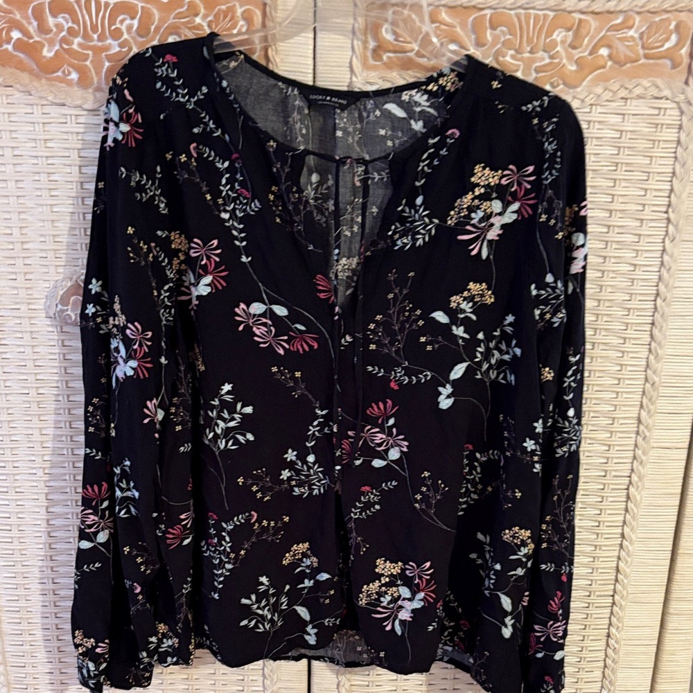 Lucky Brand Black Floral Blouse